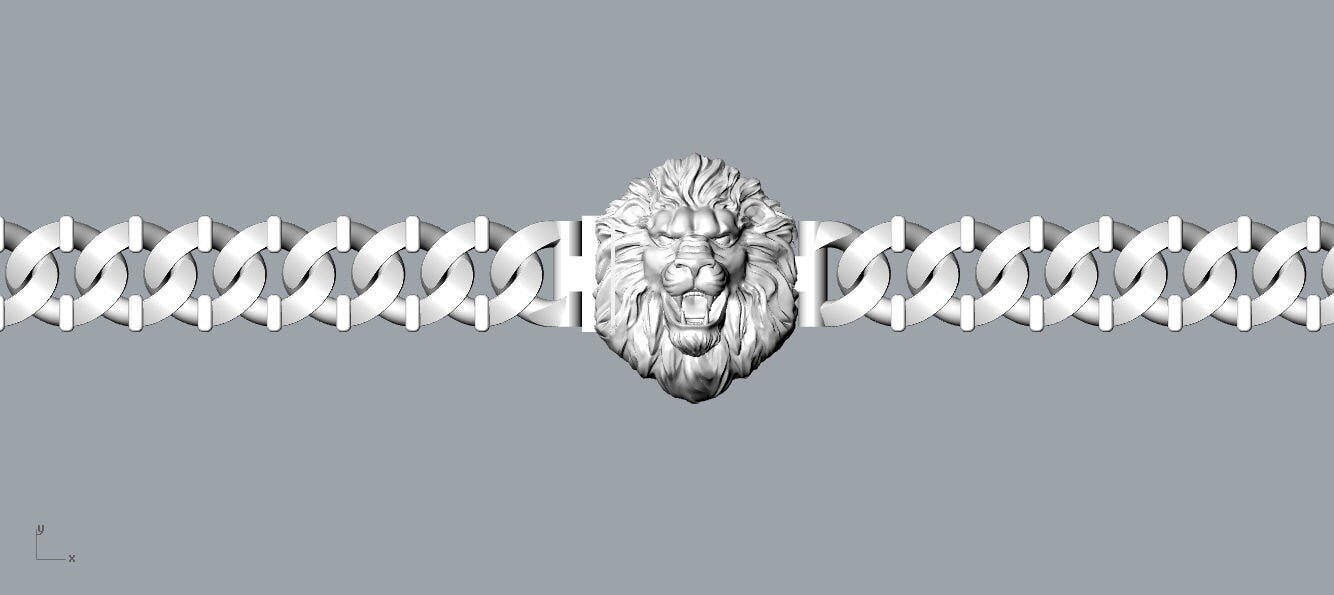 18kt gold silver bracelet lion head animal safari gift for men unisex design made in italy birthday sport anniversary