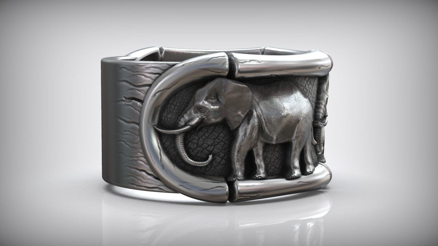 ring elephants savannah safari gold silver sculpture gift sport precious man unisex nature creation woman boys made in italy