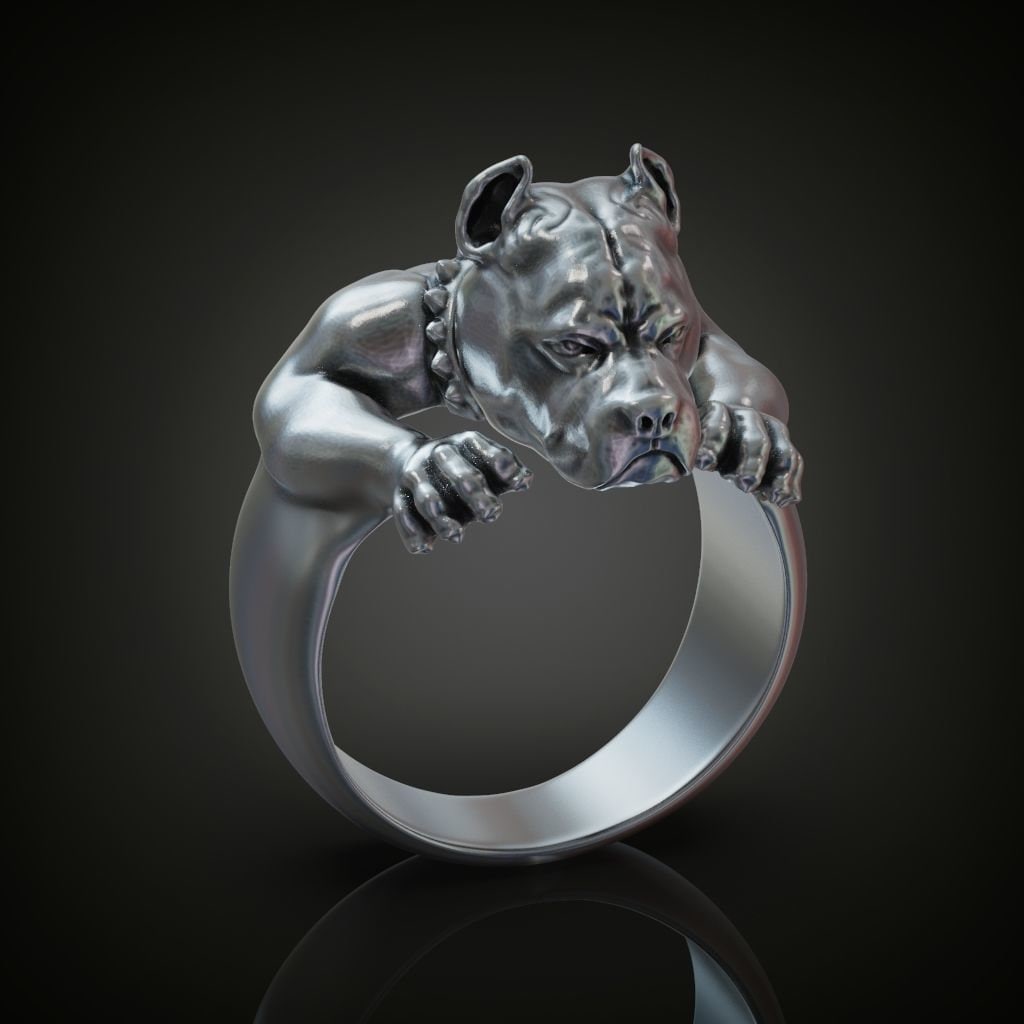 pitbull ring silver 18kt gold animalier man unisex gift made in italy sport boys woman fashion fashion