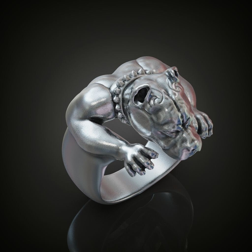 pitbull ring silver 18kt gold animalier man unisex gift made in italy sport boys woman fashion fashion