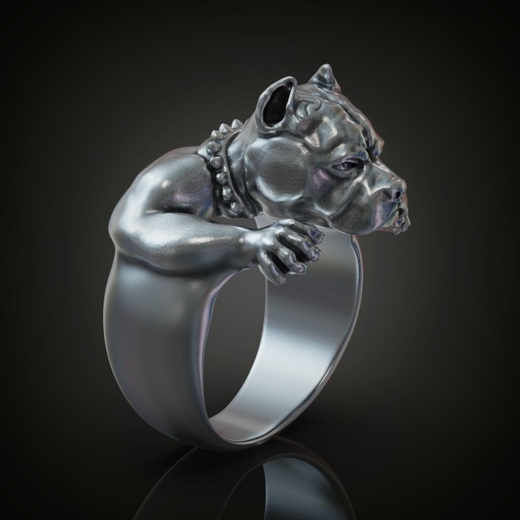 pitbull ring silver 18kt gold animalier man unisex gift made in italy sport boys woman fashion fashion