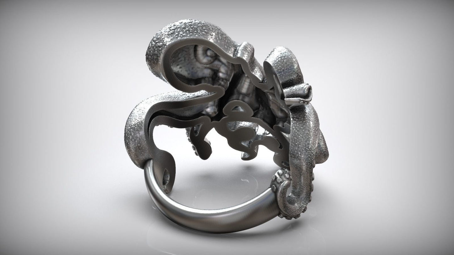 octopus ring sculpture silver gold sea animalier design made in italy fashion women men unisex precious birthday gift