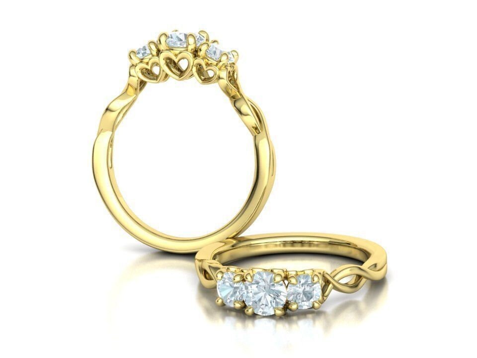 trilogy ring 18kt gold diamonds zircons gift woman eternal love love made in italy precious birthday bride engagement luminous