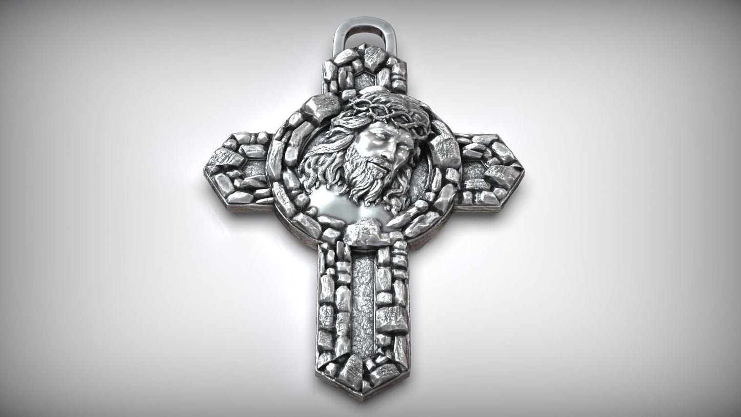 cross pendant jesus silver 18kt gold unisex sculpture design gift man woman church precious craftsmanship design