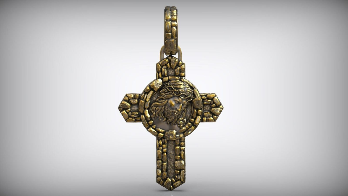 cross pendant jesus silver 18kt gold unisex sculpture design gift man woman church precious craftsmanship design