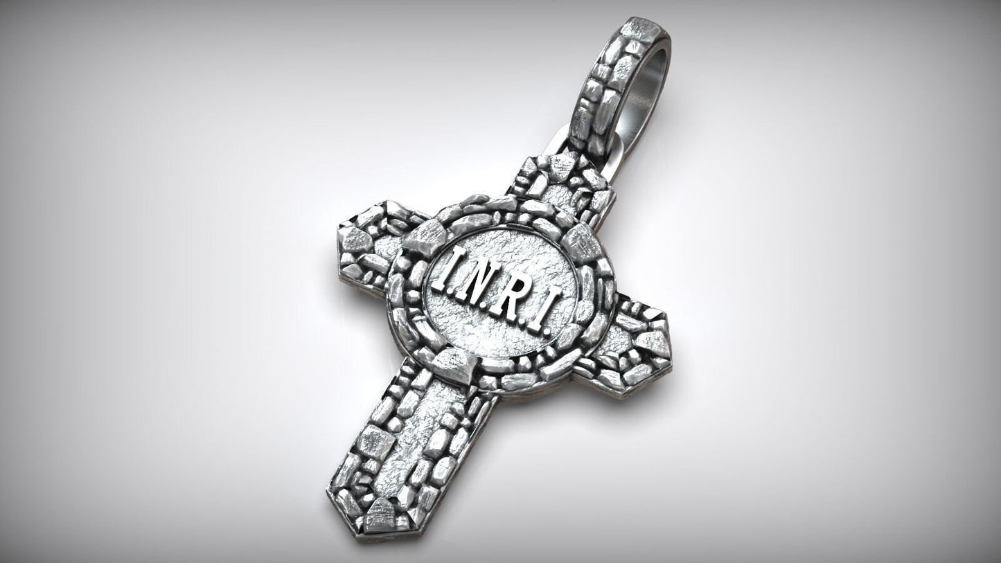 cross pendant jesus silver 18kt gold unisex sculpture design gift man woman church precious craftsmanship design