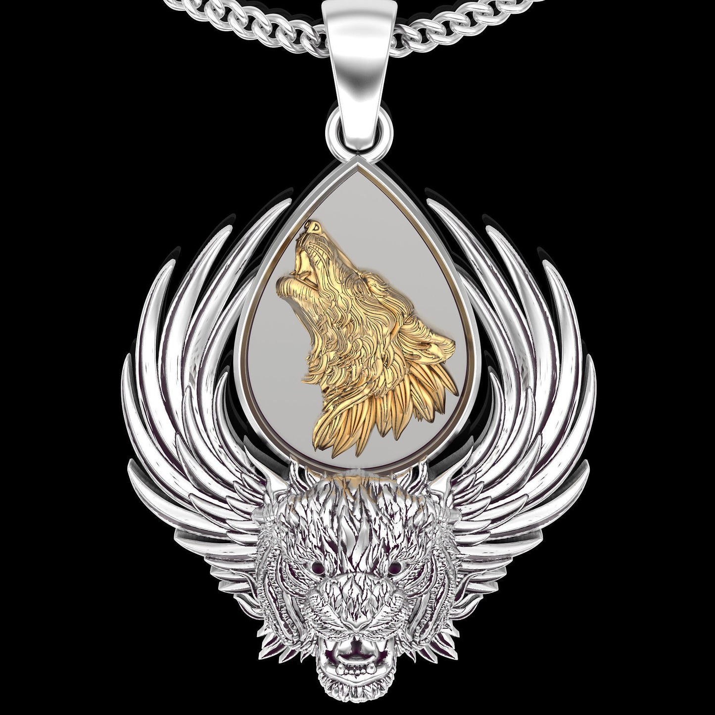 18kt gold silver pendant various animals tiger wolf eagle details unisex gift made in italy man woman birthday fashion fashion italy