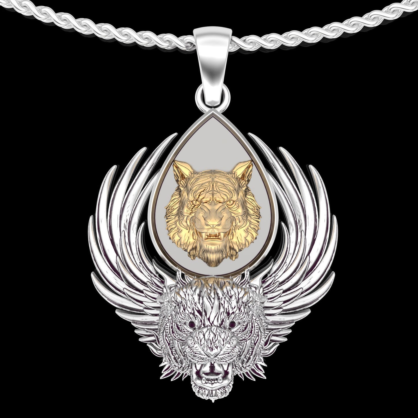 18kt gold silver pendant various animals tiger wolf eagle details unisex gift made in italy man woman birthday fashion fashion italy