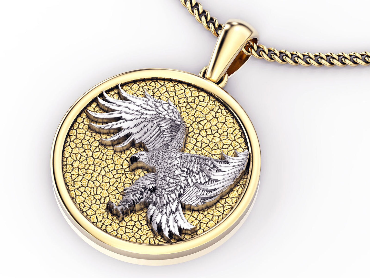 eagle pendant silver medal 18kt gold huntress precious animalier unisex gift made in italy woman man birthday fashion fashion