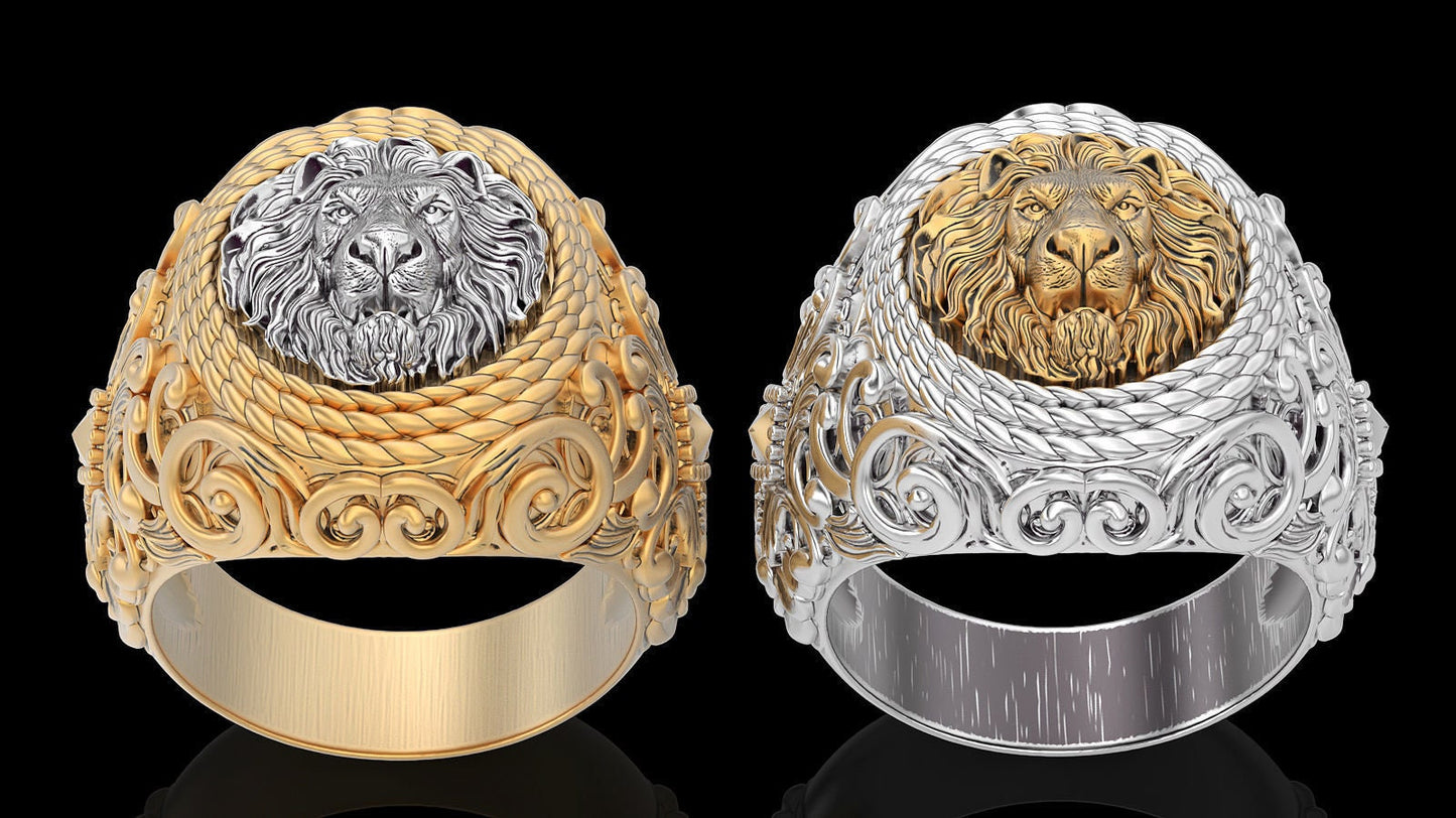 animal seal ring tiger 18kt gold silver man unisex gift made in italy design precious sculpture birthday anniversary