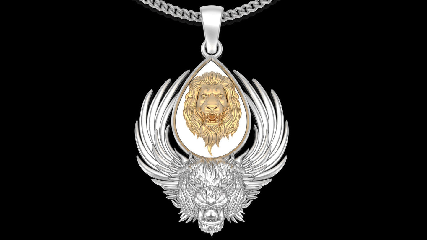 18kt gold silver pendant various animals tiger wolf eagle details unisex gift made in italy man woman birthday fashion fashion italy