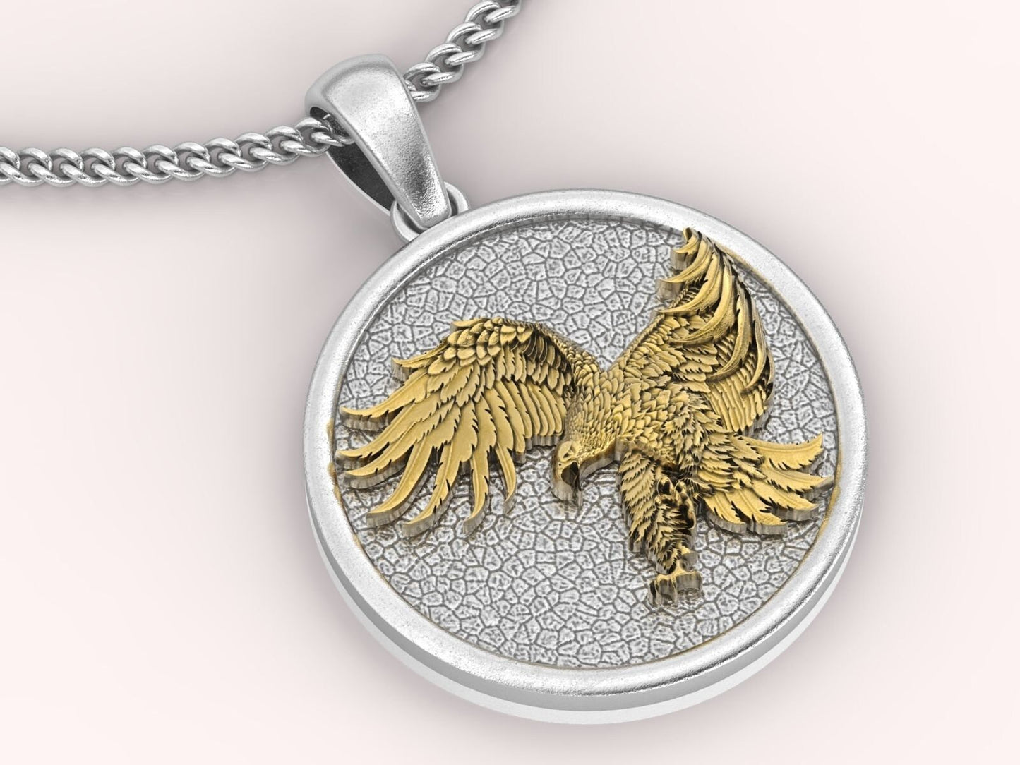 eagle pendant silver medal 18kt gold huntress precious animalier unisex gift made in italy woman man birthday fashion fashion