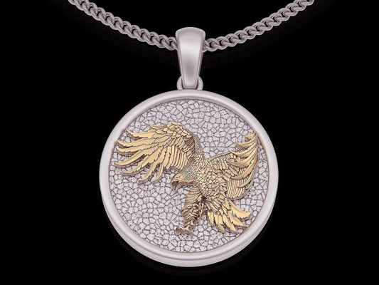 eagle pendant silver medal 18kt gold huntress precious animalier unisex gift made in italy woman man birthday fashion fashion