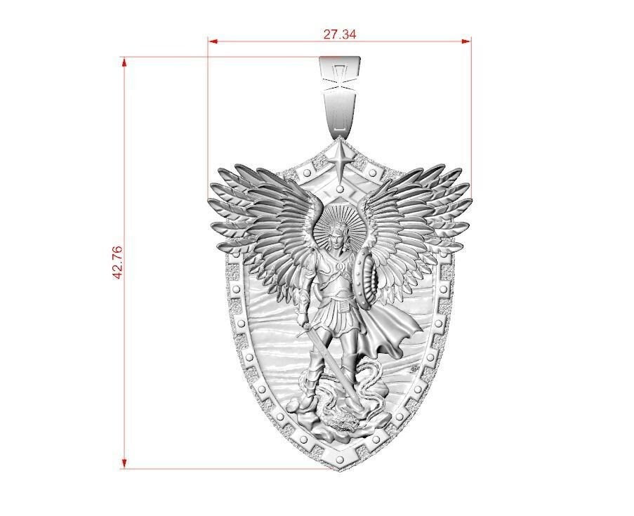 archangel michael pendant silver 18kt gold design details sculpture unisex made in italy woman anniversary birthday