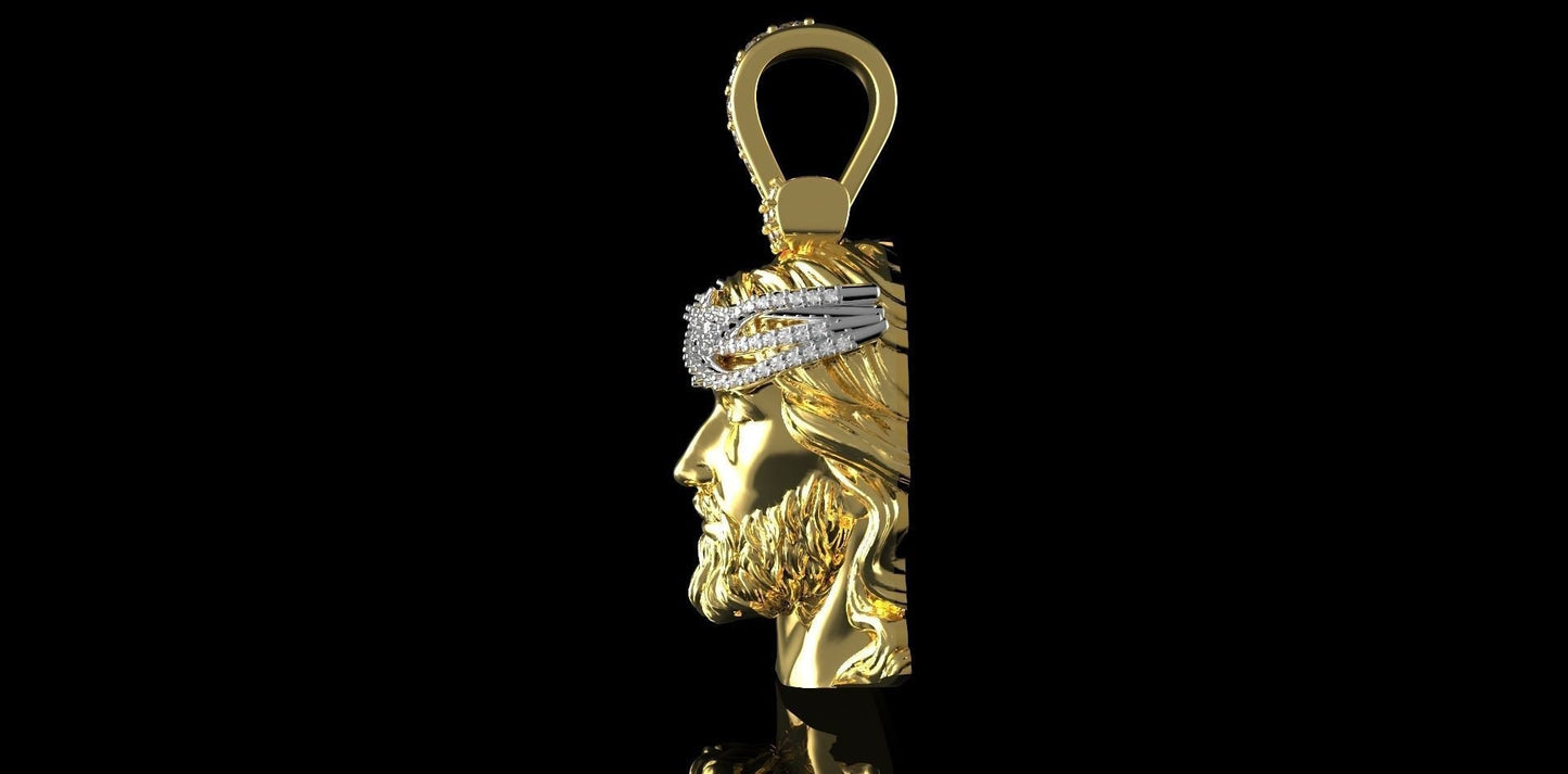 18kt gold jesus pendant silver diamonds zircons design symbol gift unisex woman man made in italy birthday anniversary fashion