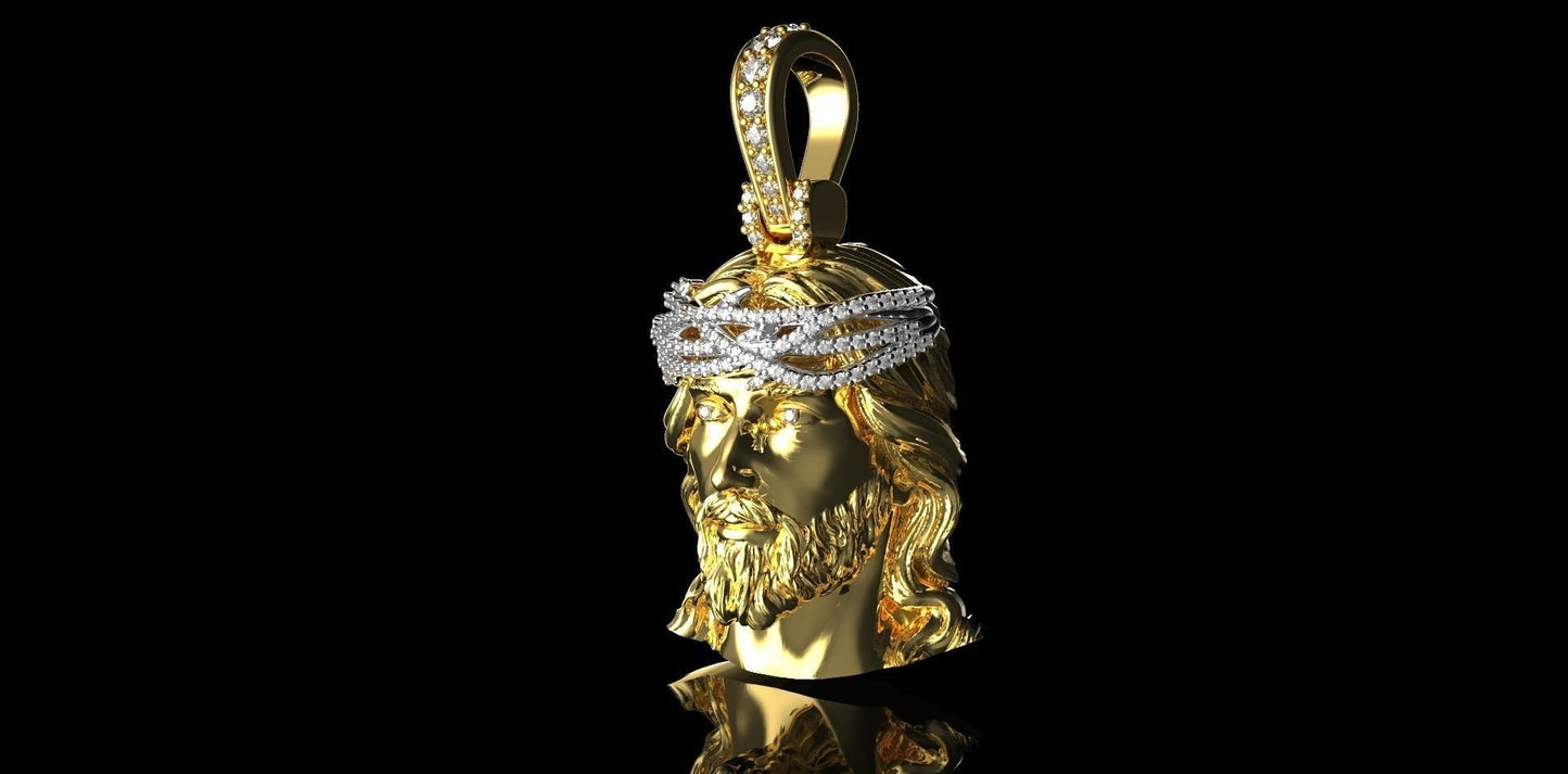 18kt gold jesus pendant silver diamonds zircons design symbol gift unisex woman man made in italy birthday anniversary fashion