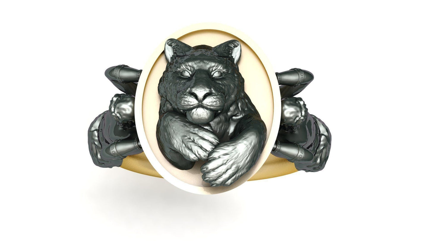 lion ring statues silver 18kt gold design sculpture unisex man gift made in italy solid birthday symbol strength precious anniversary