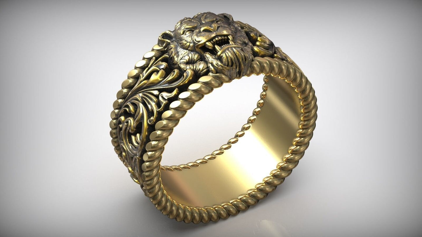 tiger band ring details 18kt gold silver unisex man gift made in italy design fashion birthday anniversary eternal strength precious