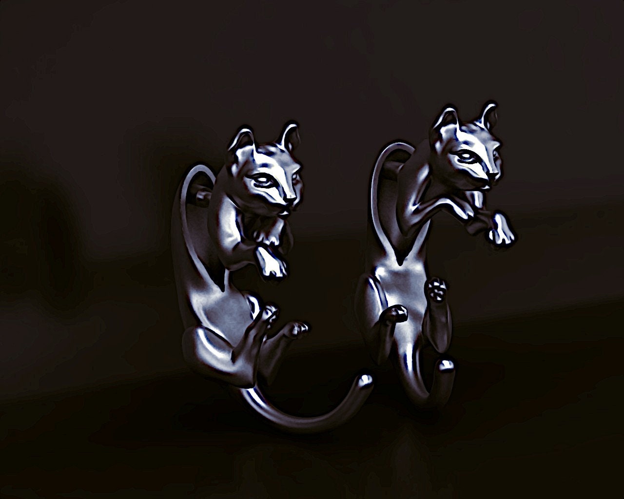 earring cat silver 18kt gold animal sculpture precious design unique made in italy woman girl engagement gift birthday idea