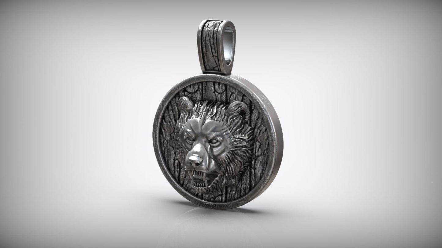 wolf bear pendant silver 18kt gold design animalier sculpture made in italy man unisex woman gift style precious hunting symbol