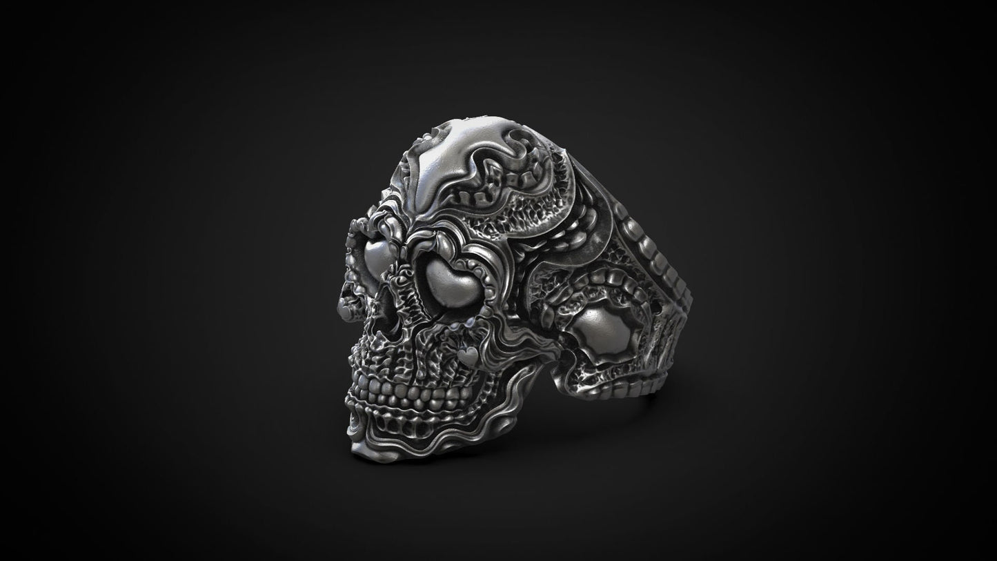 18kt gold silver skull ring unisex man woman gift made in italy sculpture birthday christmas fashion