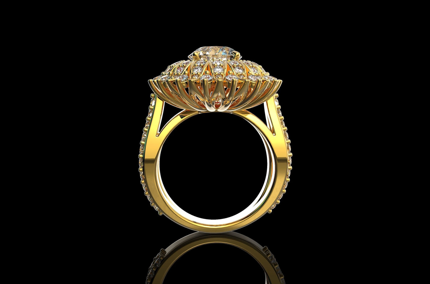 18kt 14kt gold flower ring diamonds zircons design woman gift fashion engagement bride anniversary made in italy birthday