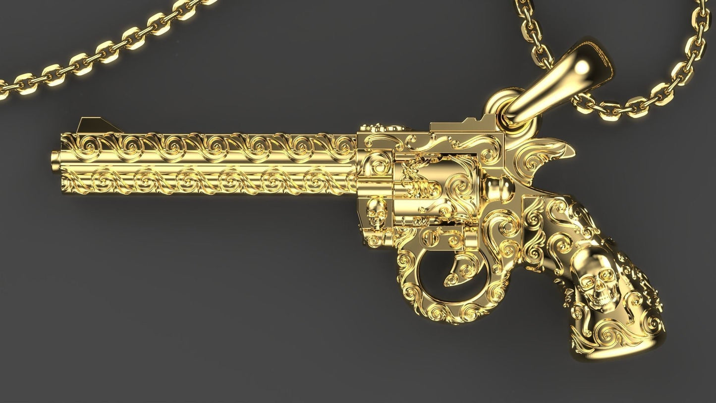 pendant magnum gun 18kt gold man unisex gift made in italy precious anniversary birthday woman precious design sculpture