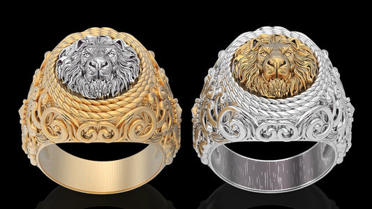 lion ring gold 18kt 14kt silver gift man unisex made in italy design birthday anniversary sculpture art goldsmith precious