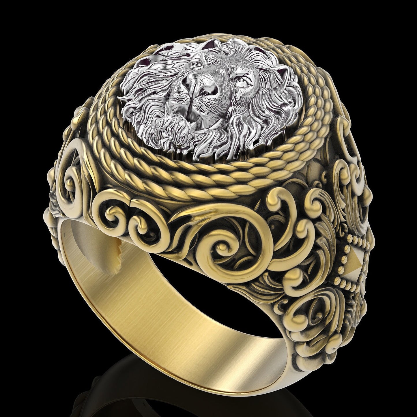 lion ring gold 18kt 14kt silver gift man unisex made in italy design birthday anniversary sculpture art goldsmith precious