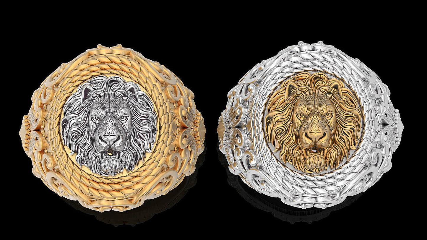 lion ring gold 18kt 14kt silver gift man unisex made in italy design birthday anniversary sculpture art goldsmith precious