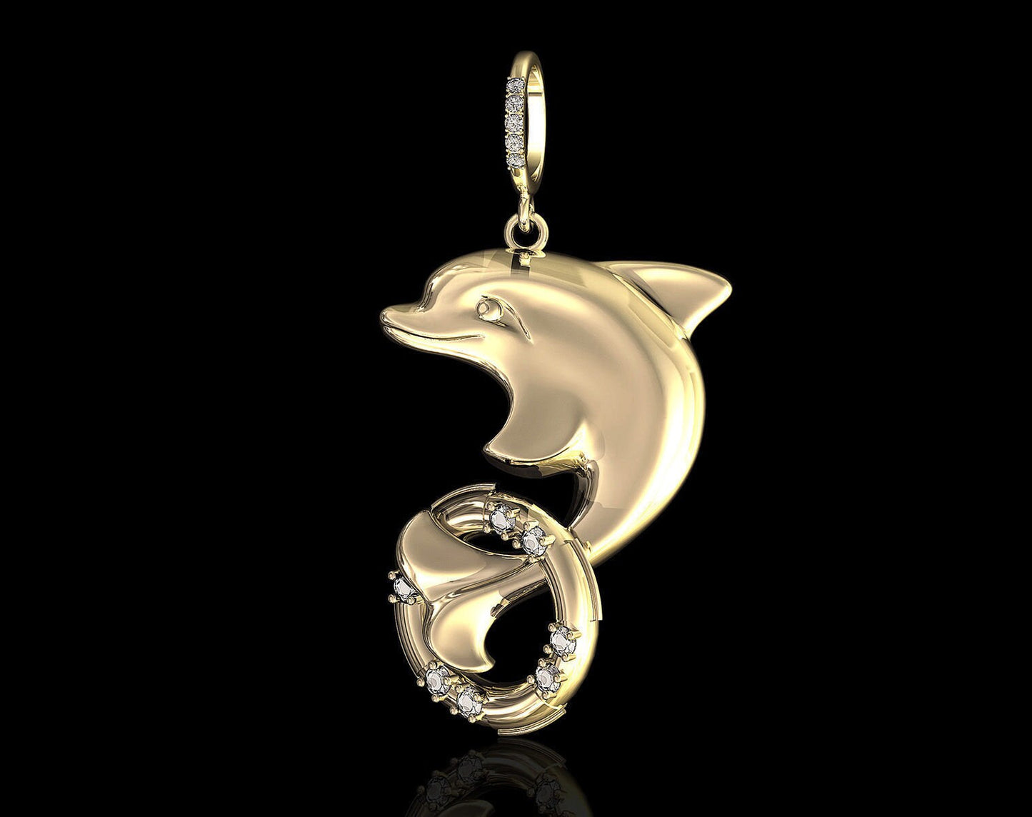 juggler dolphin pendant silver gold 18kt diamonds emeralds gift woman birthday engagement unisex anniversary made in italy