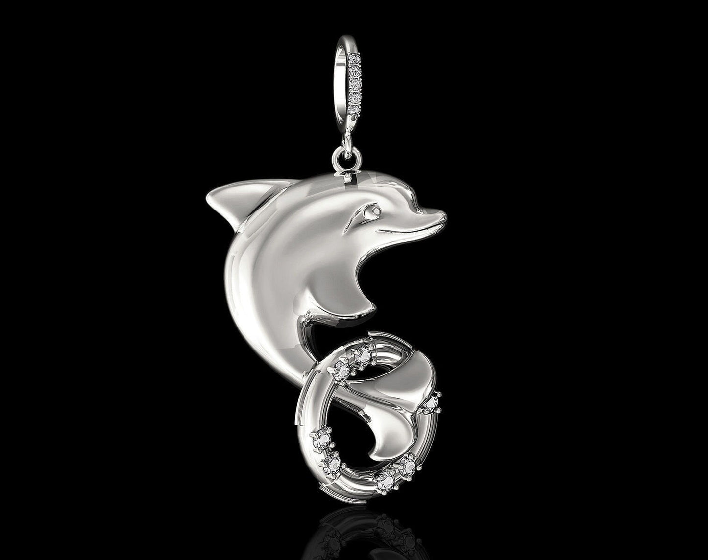 juggler dolphin pendant silver gold 18kt diamonds emeralds gift woman birthday engagement unisex anniversary made in italy