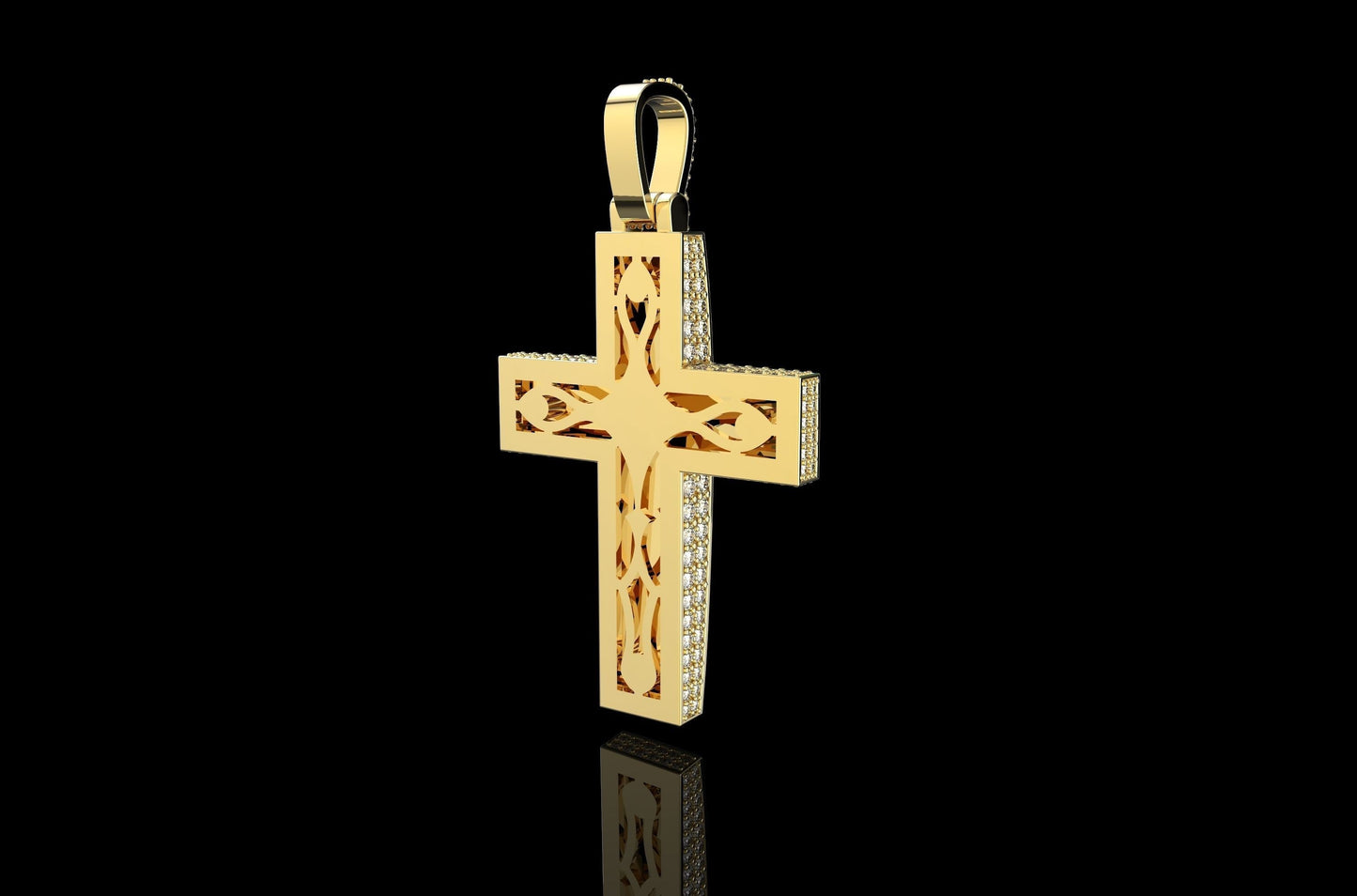 geometric cross pendant in 18kt gold diamonds high jewelery made in italy unisex gift for men and women anniversary birthday handmade