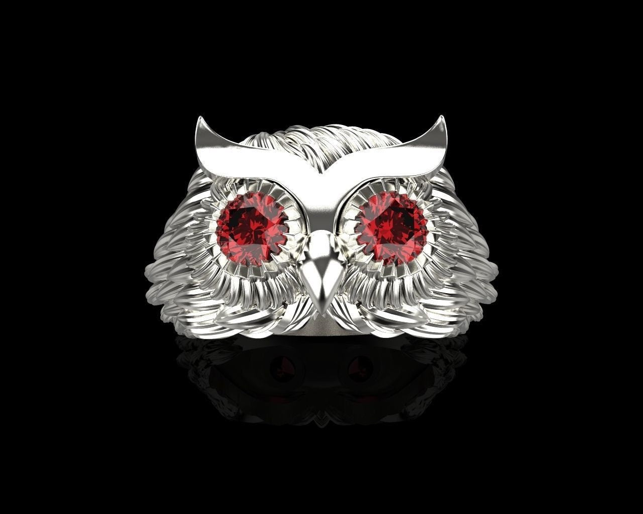 owl ring foruna animalier silver gold 18kt zircons sapphires rubies emeralds diamonds gift woman girl unisex man made in italy