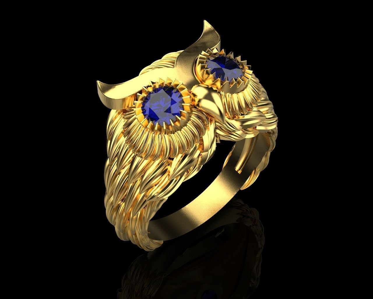 owl ring foruna animalier silver gold 18kt zircons sapphires rubies emeralds diamonds gift woman girl unisex man made in italy