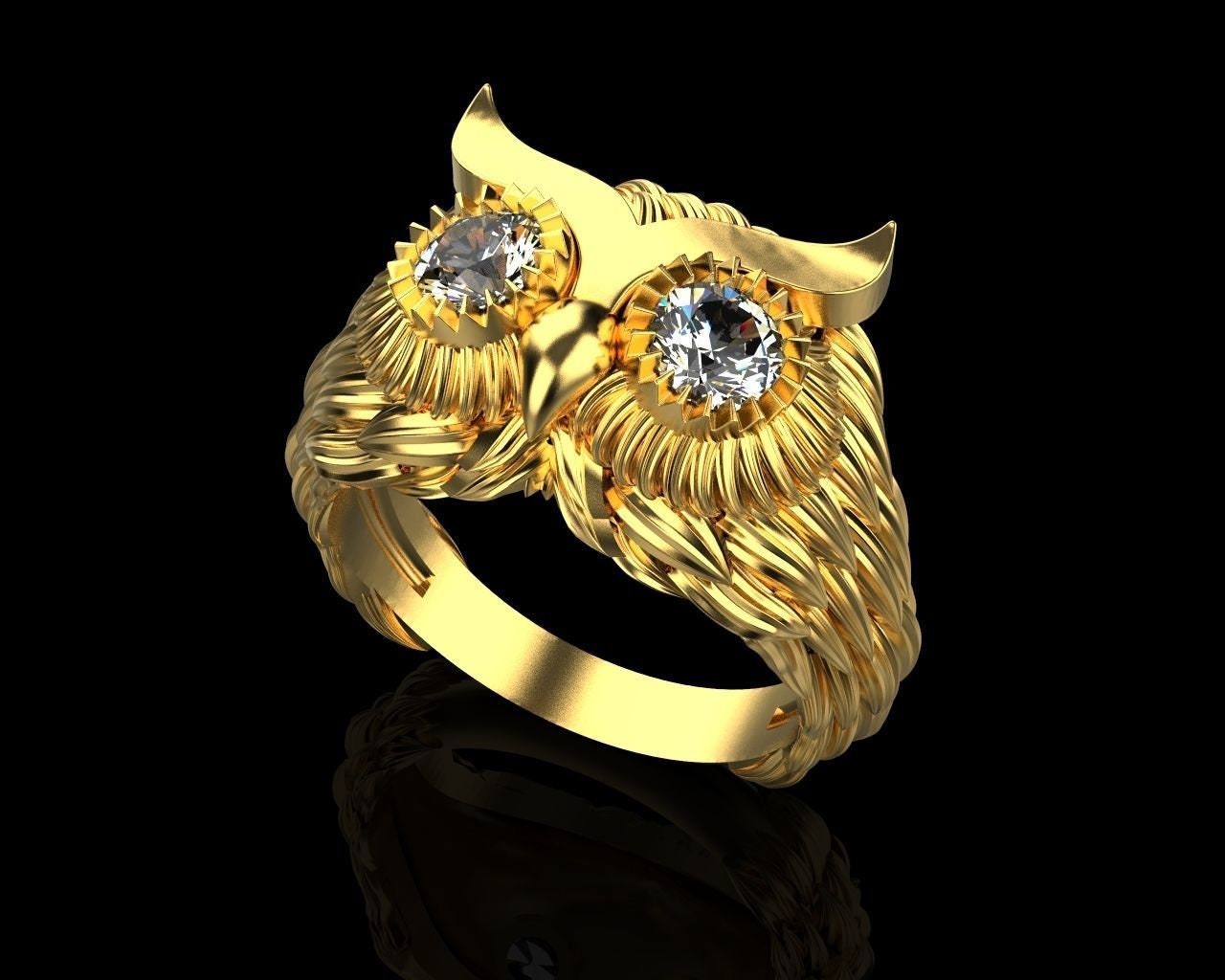 owl ring foruna animalier silver gold 18kt zircons sapphires rubies emeralds diamonds gift woman girl unisex man made in italy