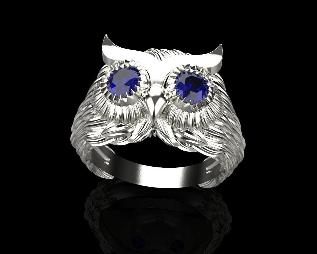 owl ring foruna animalier silver gold 18kt zircons sapphires rubies emeralds diamonds gift woman girl unisex man made in italy