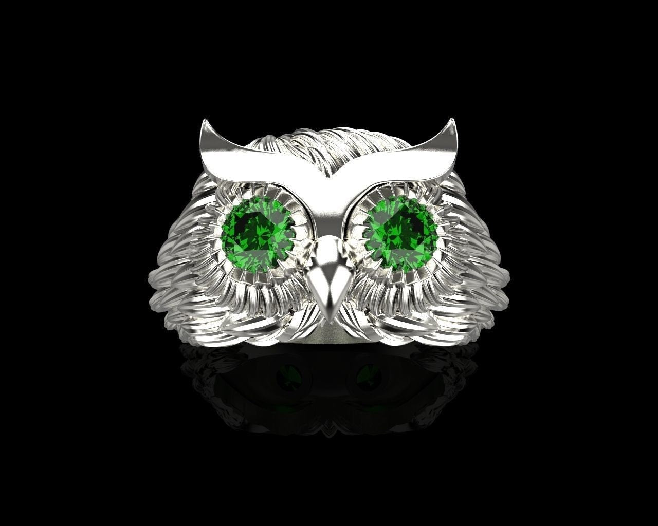 owl ring foruna animalier silver gold 18kt zircons sapphires rubies emeralds diamonds gift woman girl unisex man made in italy