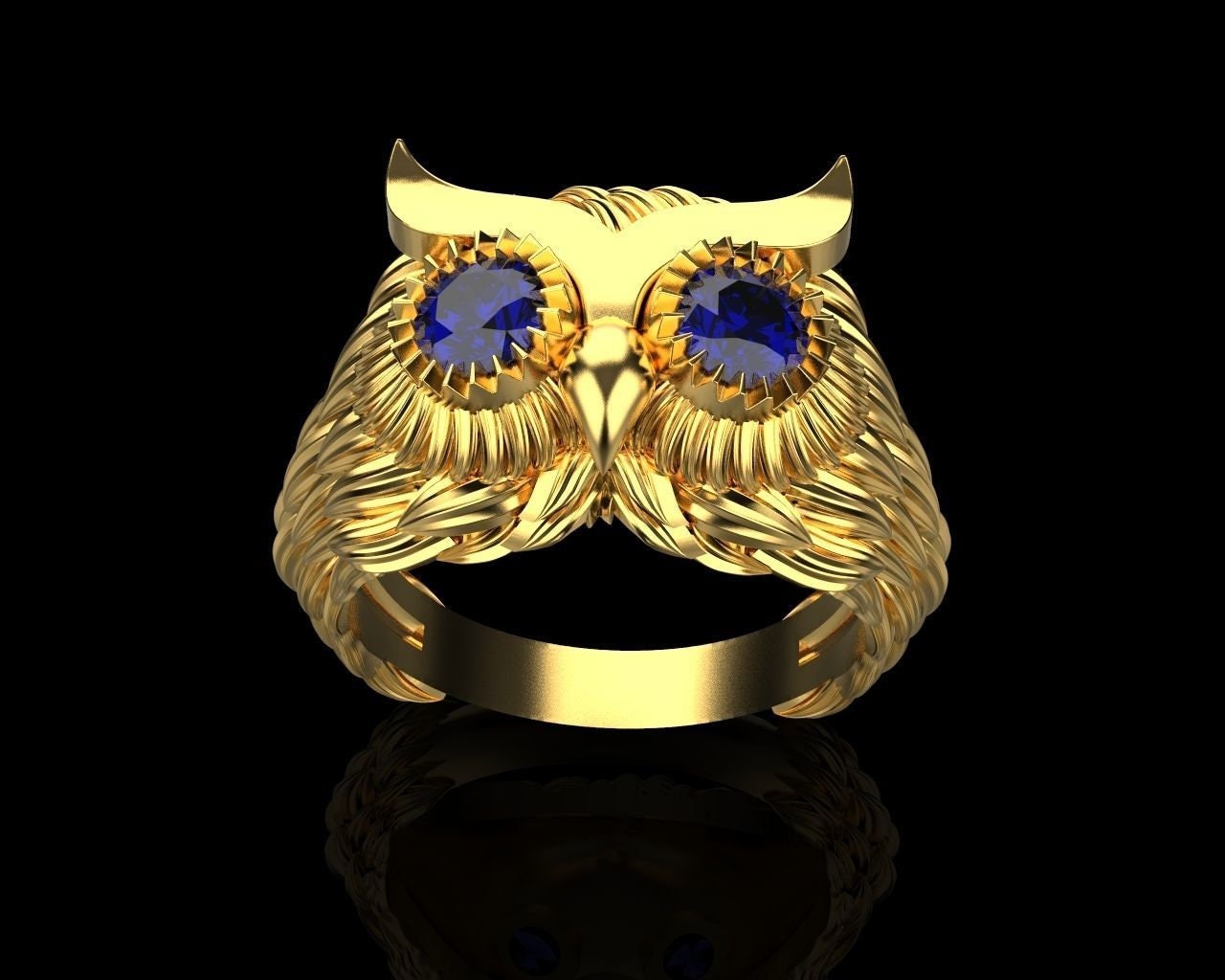 owl ring foruna animalier silver gold 18kt zircons sapphires rubies emeralds diamonds gift woman girl unisex man made in italy