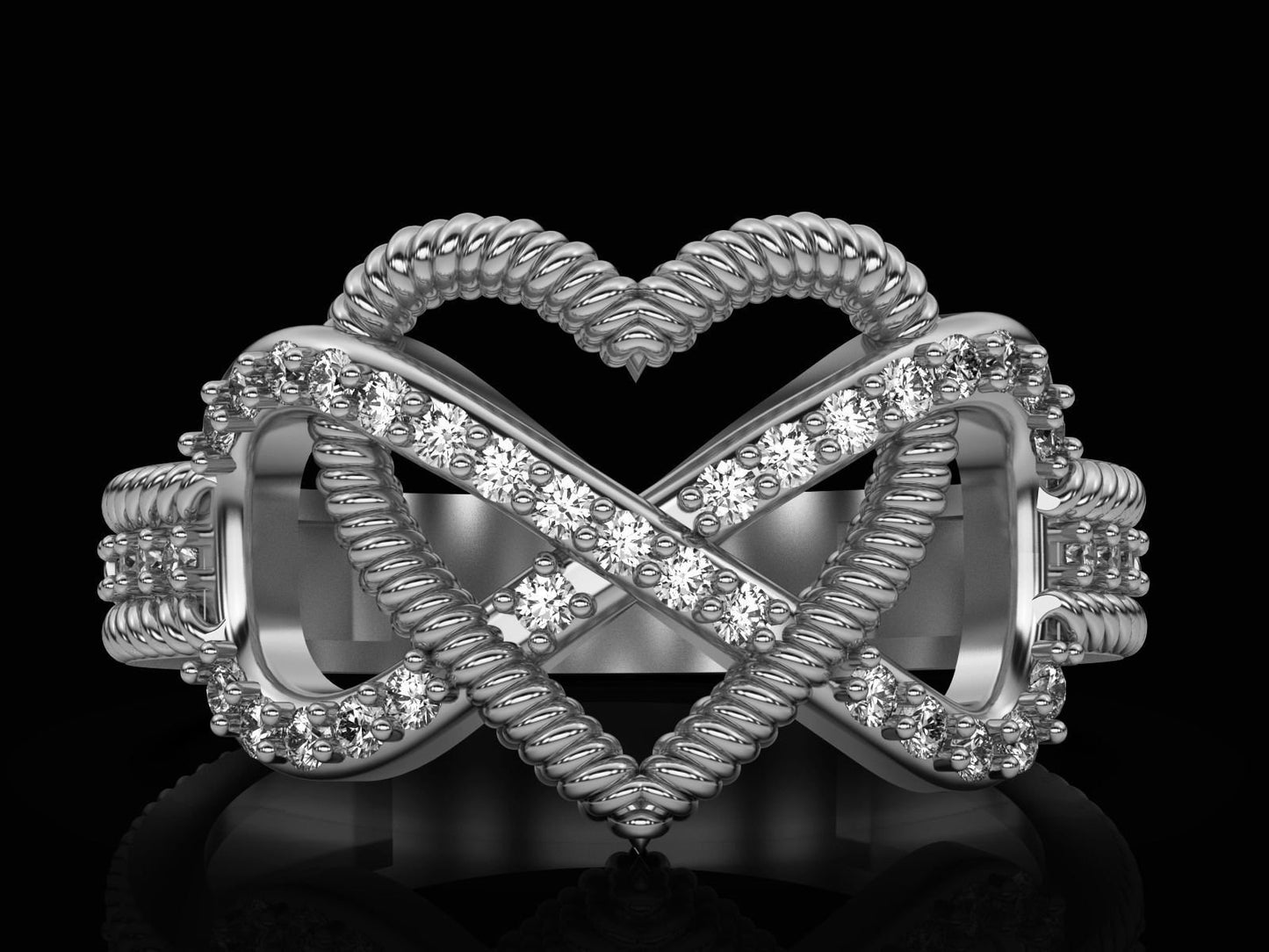 infinity heart ring 18kt gold silver cubic zirconia diamonds engagement anniversary birthday bride gift made in italy design