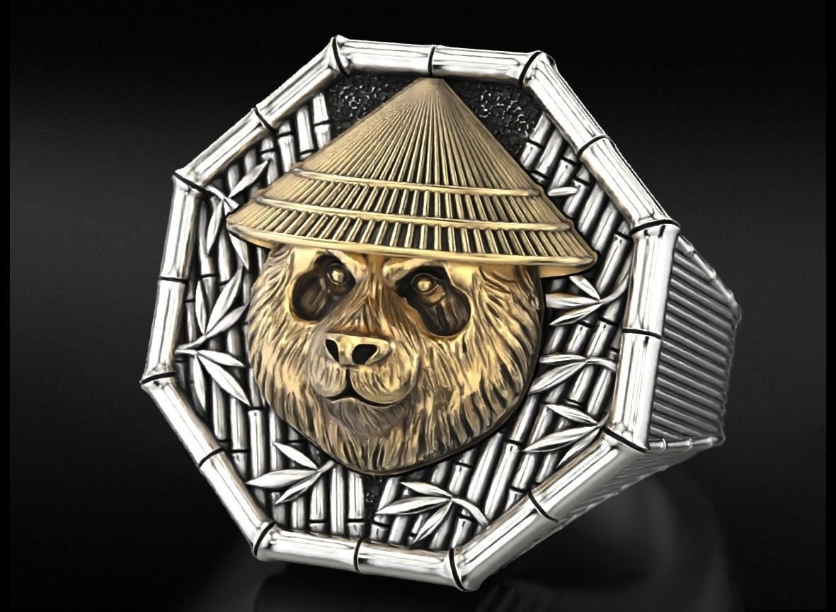 ring panda bear style japan 18kt gold silver gift unisex woman man birthday design made in italy precious animalier