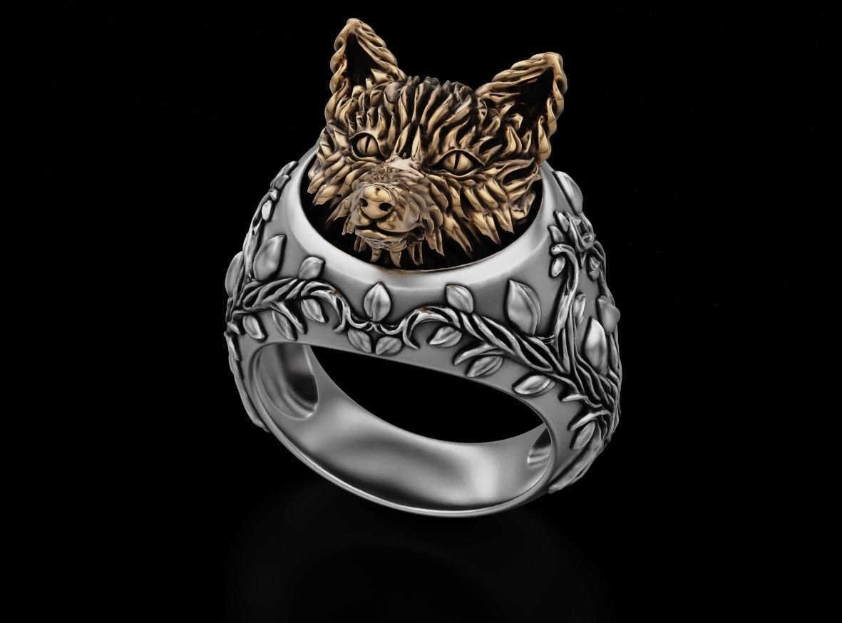 fox ring design 18kt gold 925 silver gift man unisex woman anniversary animalier birthday nature forest