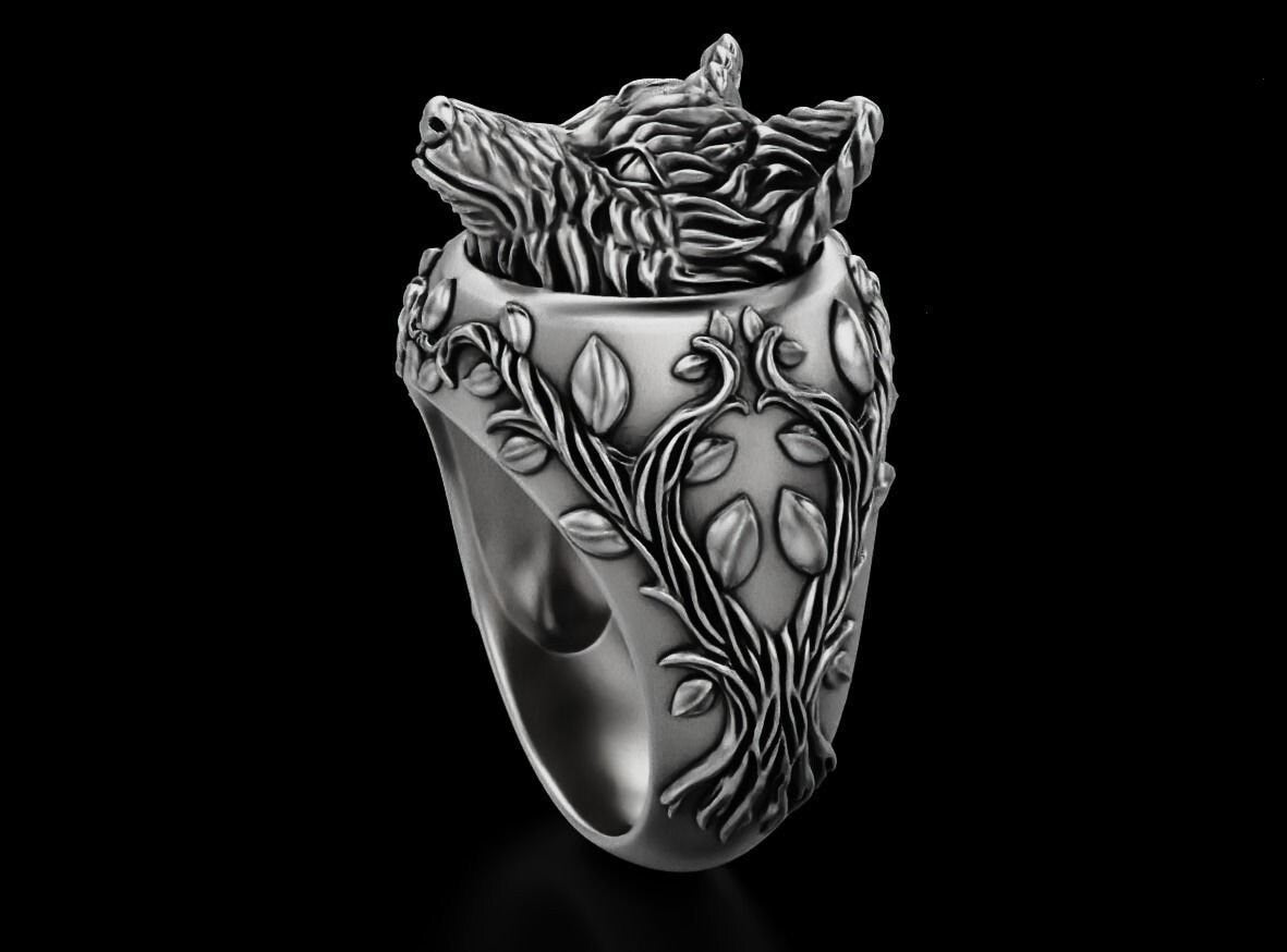 fox ring design 18kt gold 925 silver gift man unisex woman anniversary animalier birthday nature forest