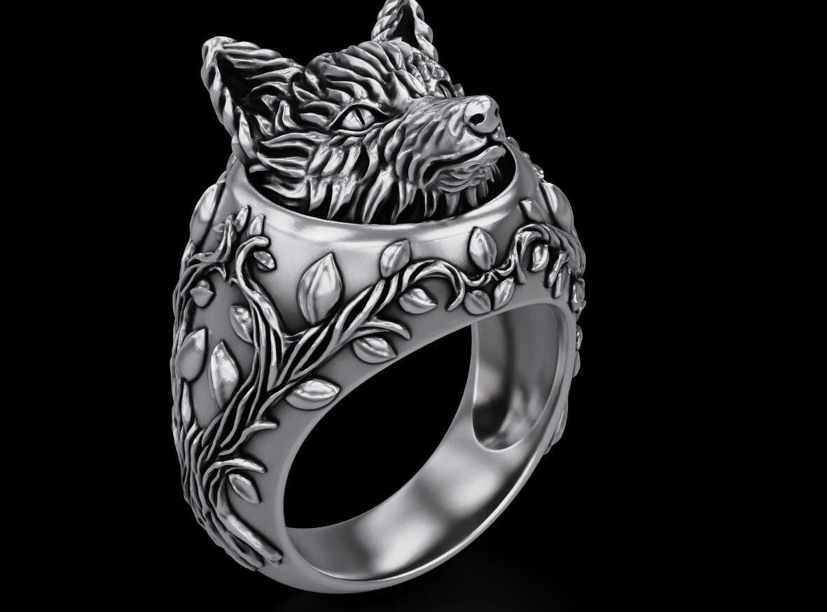 fox ring design 18kt gold 925 silver gift man unisex woman anniversary animalier birthday nature forest