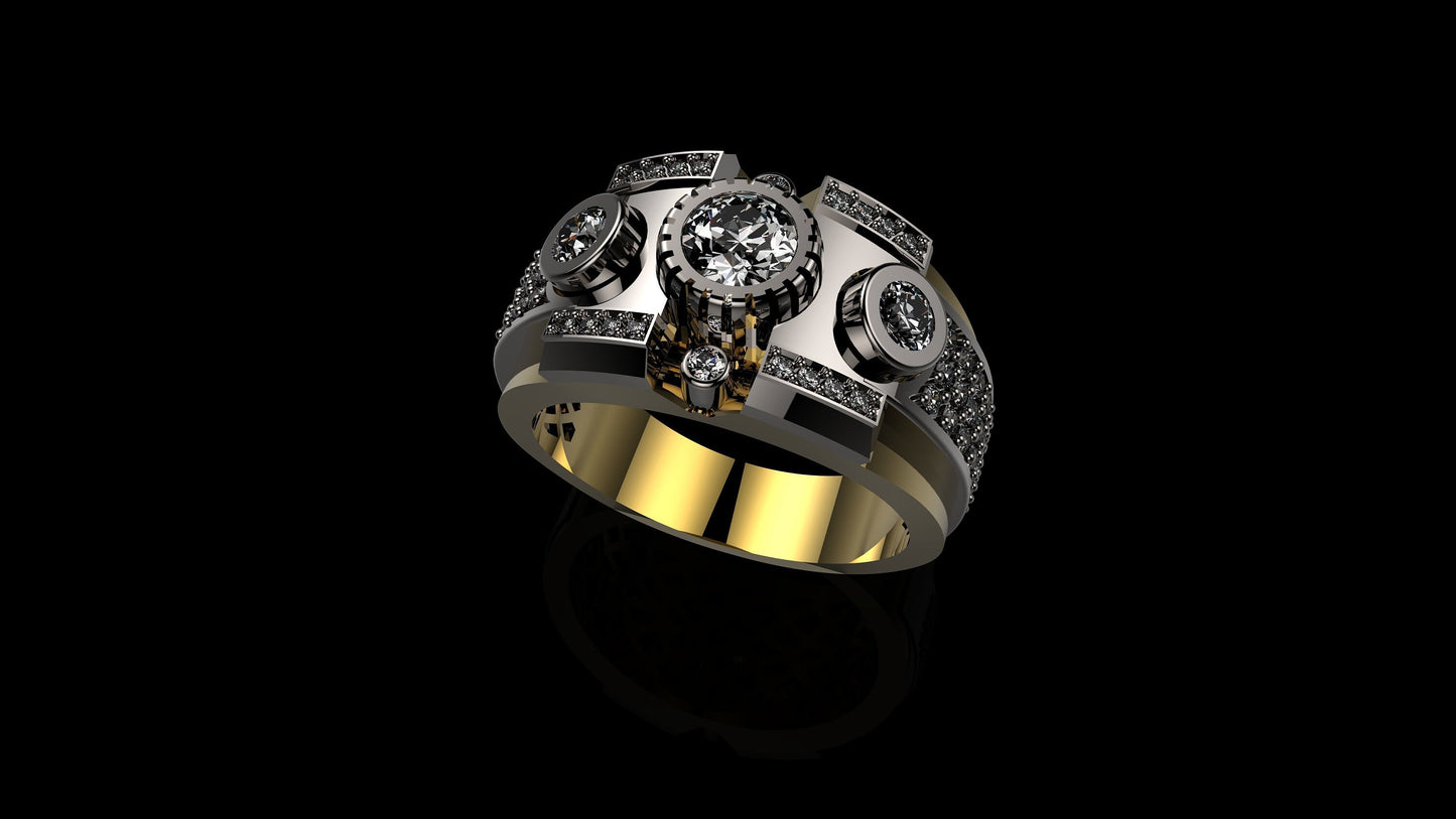 geometric ring in 18kt gold diamonds zircons precious man gift anniversary birthday made in italy luxury design