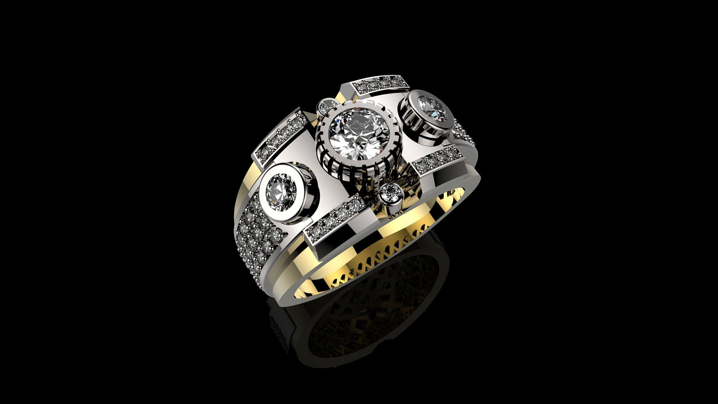 geometric ring in 18kt gold diamonds zircons precious man gift anniversary birthday made in italy luxury design