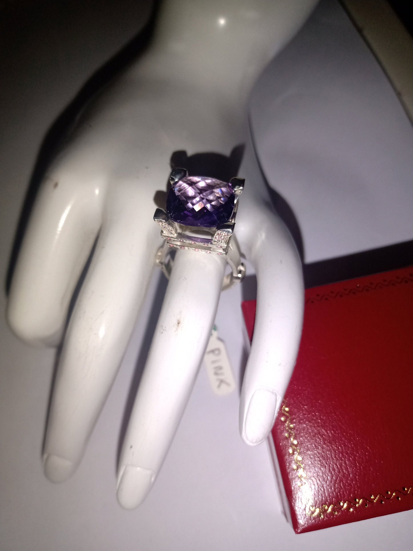 eiffel tower ring silver 14kt 18kt amethyst pink sapphires heart paris romantic woman birthday engagement bride made in italy