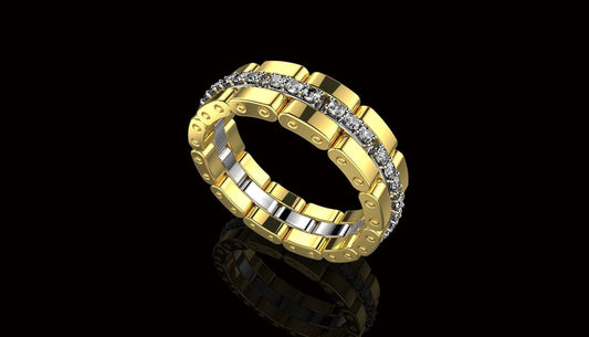 modular ring design 18kt gold diamonds gift man unisex birthday anniversary made in italy precious party luxury