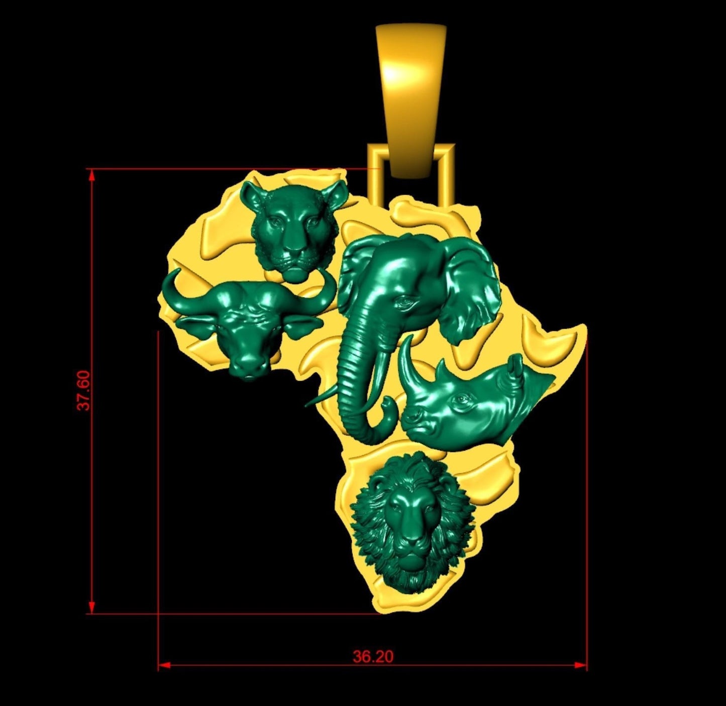 pendant jungle africa animalier silver gold 14kt 18kt design lion leopard elephant rhinoceros gift unisex man made in italy