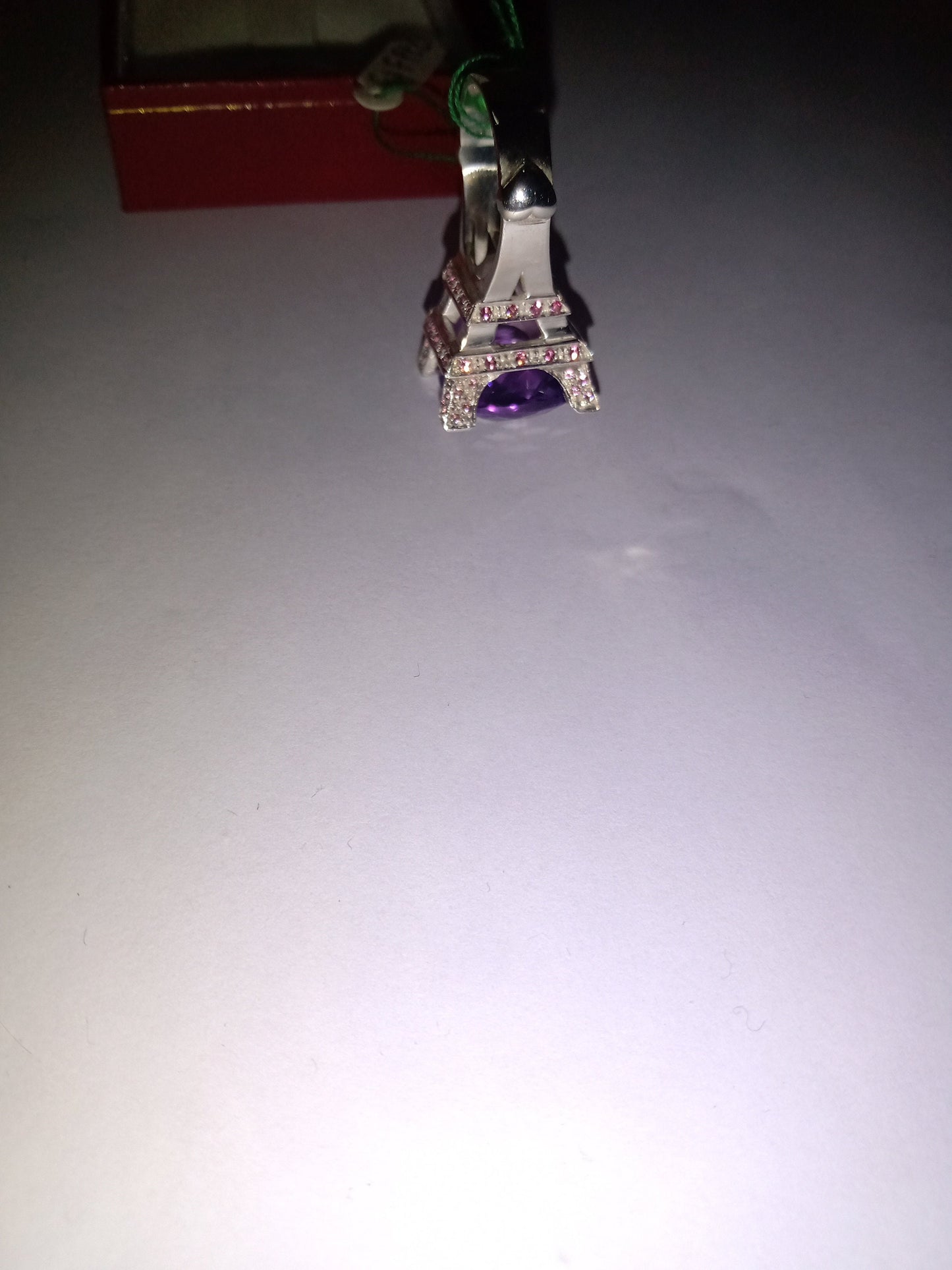 eiffel tower ring silver 14kt 18kt amethyst pink sapphires heart paris romantic woman birthday engagement bride made in italy